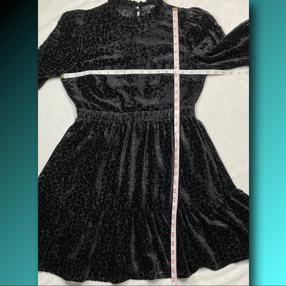 NWOT Aqua Flocked Floral Tiered Dress w/ ruffled neckline 
Size S - Picture 9 of 16